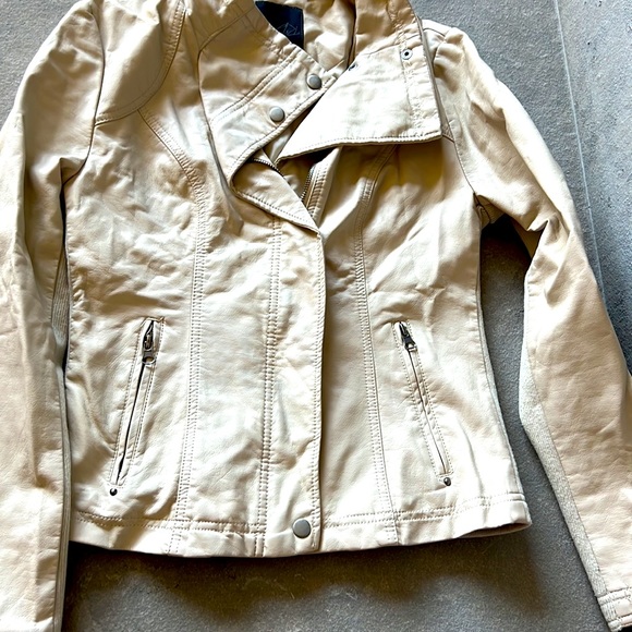 RD style designer moter cycle jacket cream small - petite biker jacket! - Picture 2 of 11
